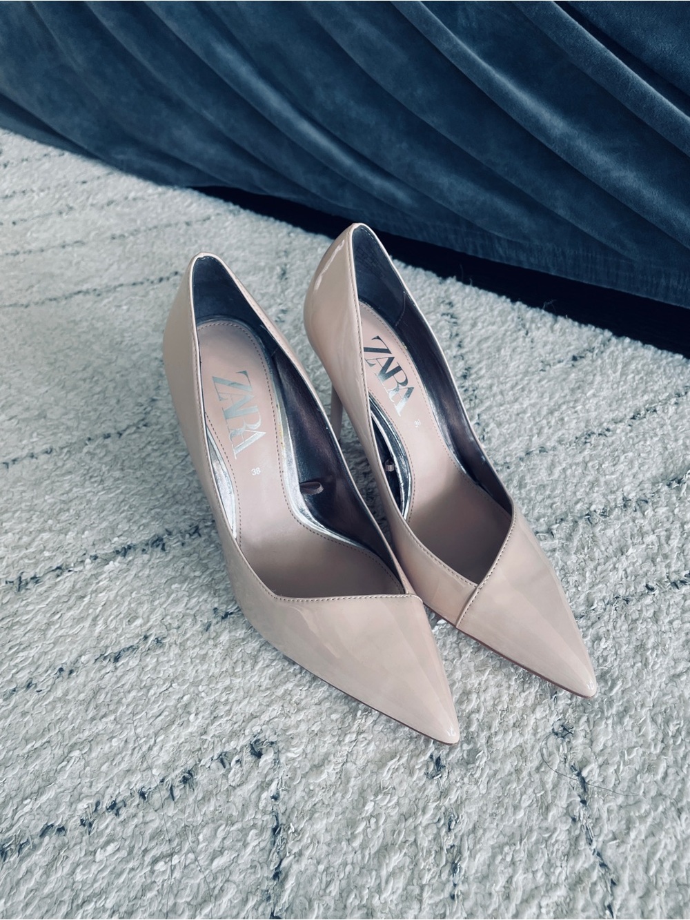 Zara Blush Patent Pointed-Toe Pumps